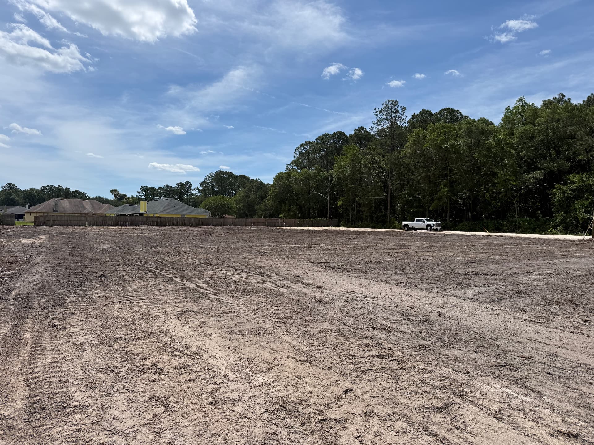 Cleared residential lot in Jacksonville, FL after full land clearing